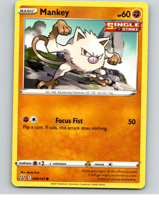 2021 Pokemon S&S Battle Styles #66 Mankey C V84698 Image 1