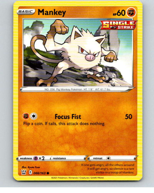 2021 Pokemon S&S Battle Styles #66 Mankey C V84699 Image 1