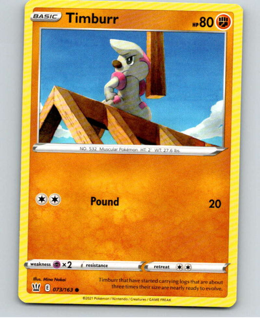 2021 Pokemon S&S Battle Styles #73 Timburr C V84722 Image 1
