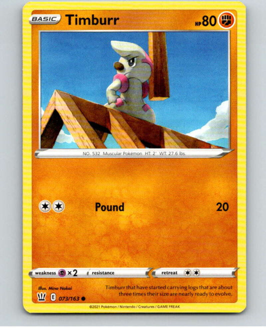 2021 Pokemon S&S Battle Styles #73 Timburr C V84723 Image 1