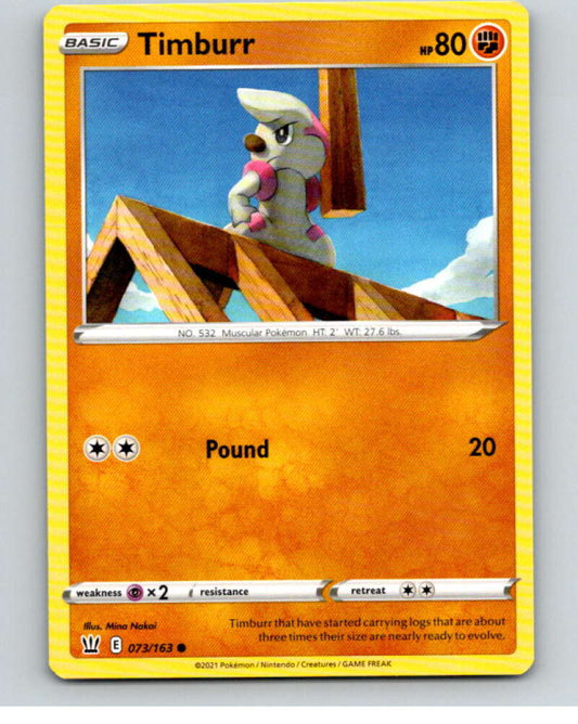 2021 Pokemon S&S Battle Styles #73 Timburr C V84725 Image 1