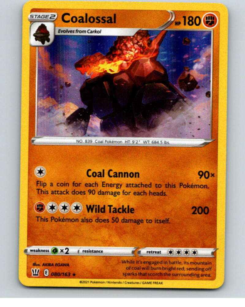 2021 Pokemon S&S Battle Styles #80 Coalossal HOLO R V84742 Image 1