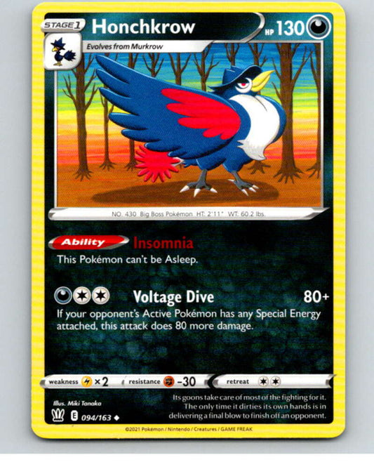 2021 Pokemon S&S Battle Styles #94 Honchkrow U V84765 Image 1