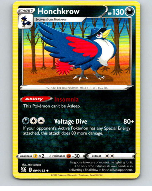2021 Pokemon S&S Battle Styles #94 Honchkrow U V84766 Image 1