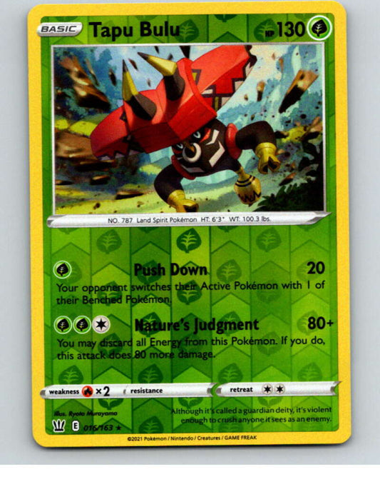 2021 Pokemon S&S Battle Styles Reverse Foil #16 Tapu Bulu HOLO R V84911 Image 1