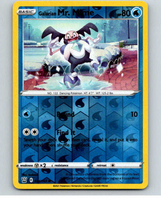 2021 Pokemon S&S Battle Styles Reverse Foil #34 Galarian Mr. Mime C V84915 Image 1