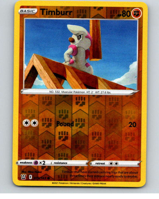 2021 Pokemon S&S Battle Styles Reverse Foil #73 Timburr C V84925 Image 1
