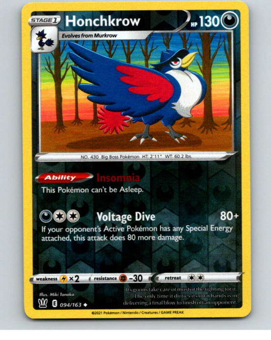 2021 Pokemon S&S Battle Styles Reverse Foil #94 Honchkrow U V84933 Image 1