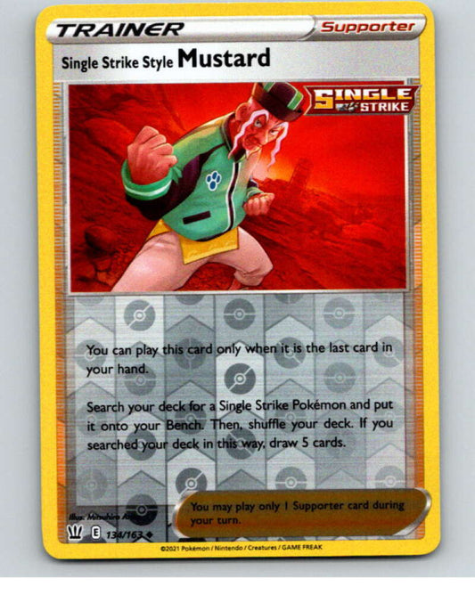 2021 Pokemon S&S Battle Styles Reverse Foil #134 Single Strike Mustard U V84940 Image 1