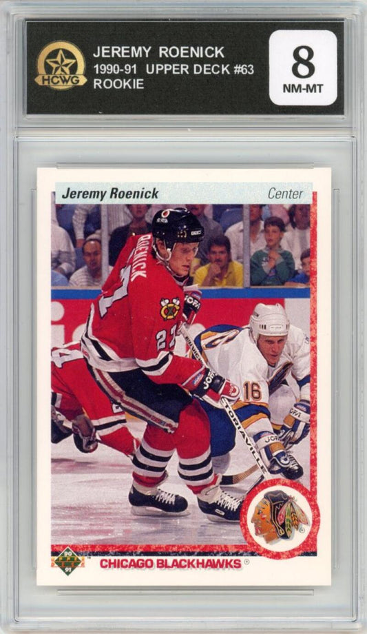 1990-91 Upper Deck #63 Jeremy Roenick Rookie RC Hockey Hawks HCWG 8 Image 1