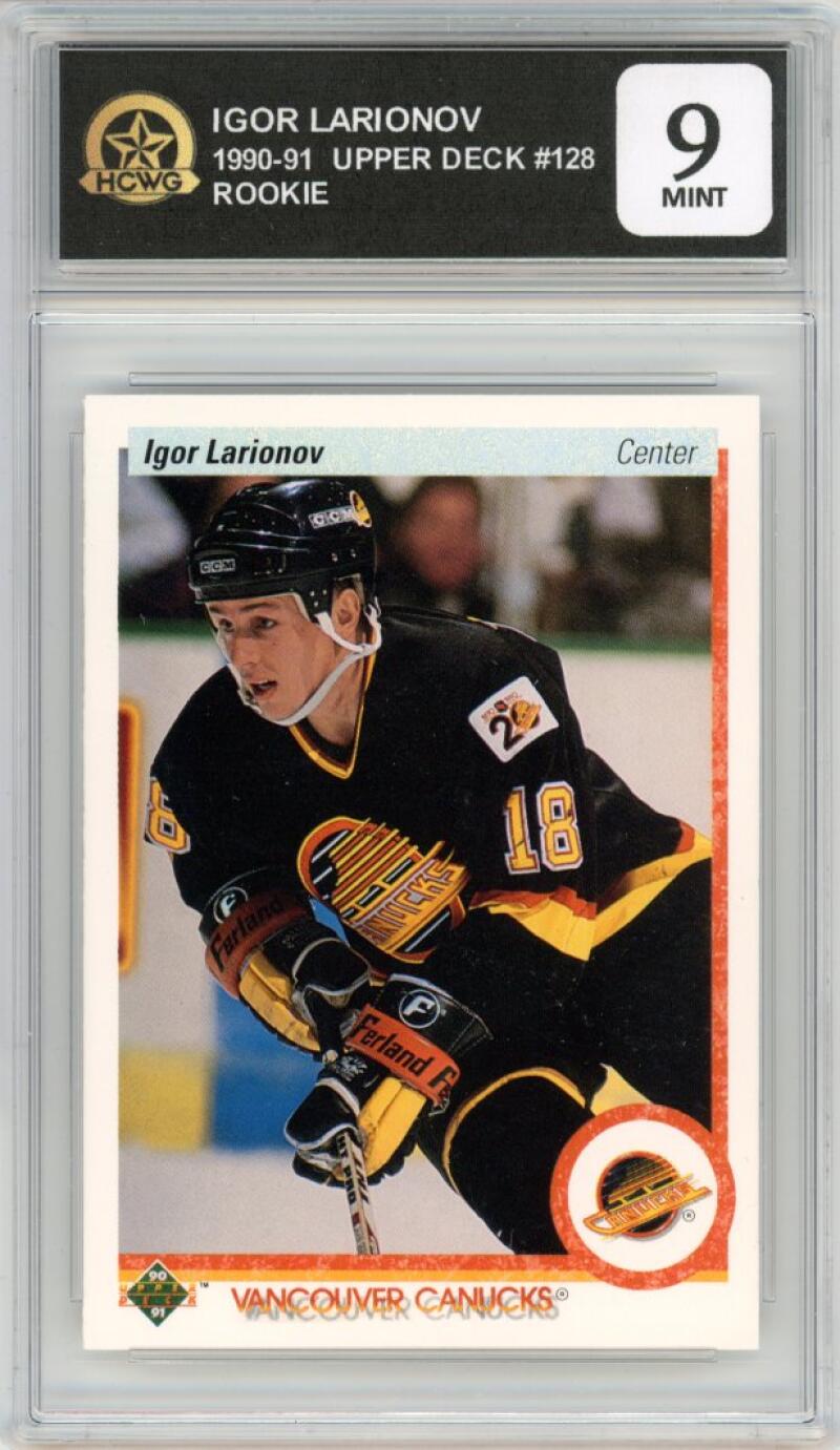 1990-91 Upper Deck #128 Igor Larionov Rookie RC Hockey Canucks HCWG 9 Image 1