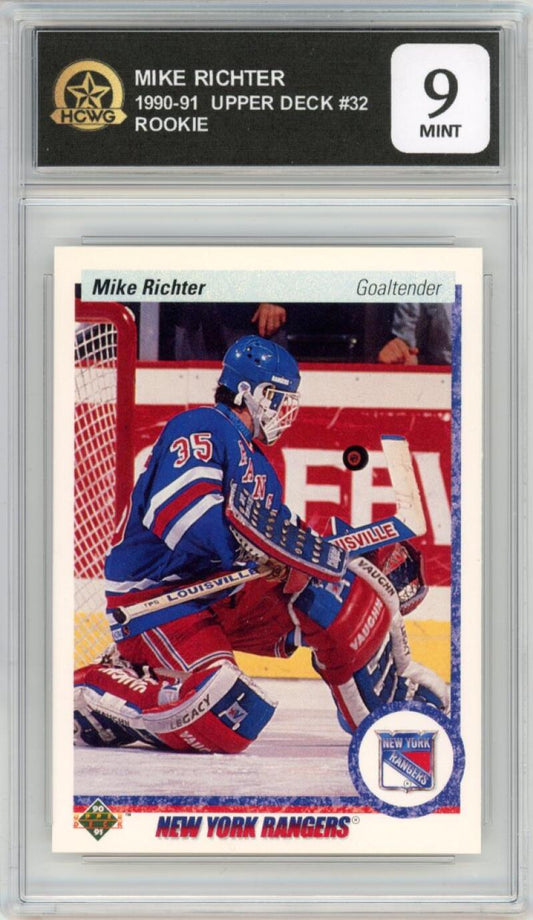 1990-91 Upper Deck #32 Mike Richter Rookie RC Hockey Rangers HCWG 9 Image 1