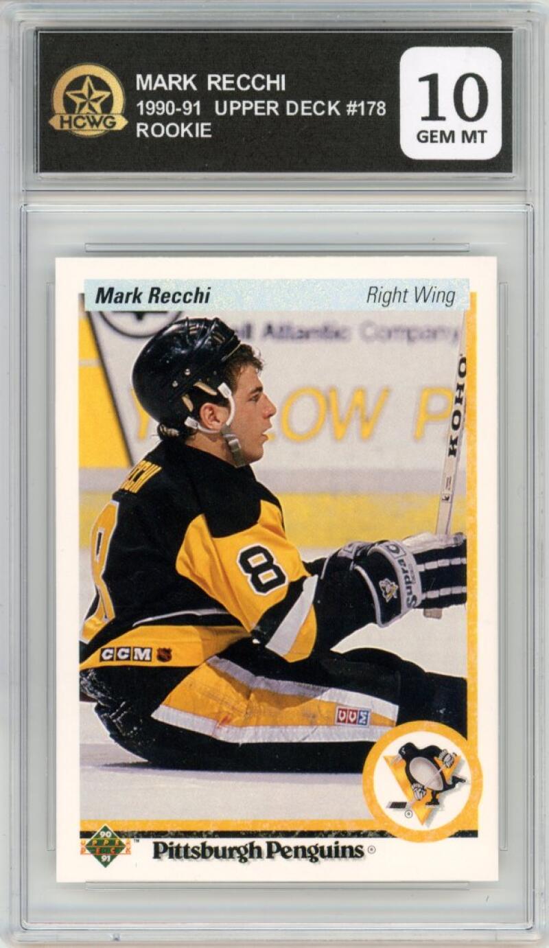 1990-91 Upper Deck #178 Mark Recchi Rookie RC Hockey Penguins HCWG 10 Image 1