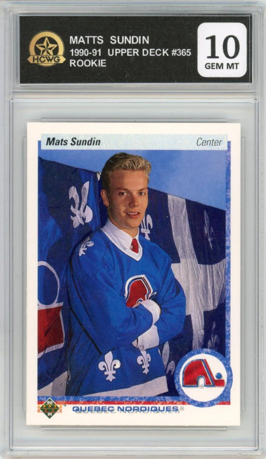 1990-91 Upper Deck #365 Mats Sundin Rookie RC Hockey Nordiques HCWG 10 Image 1