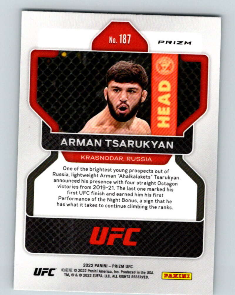 2022 Panini MMA Prizm Green Prizms #187 Arman Tsarukyan  RC Rookie  V85169 Image 2