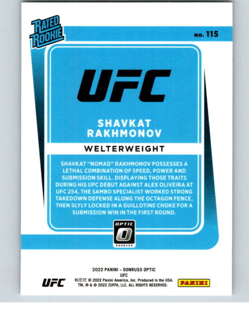 2022 Donruss MMA Optic #115 Shavkat Rakhmonov Rated Rookie  V85246 Image 2