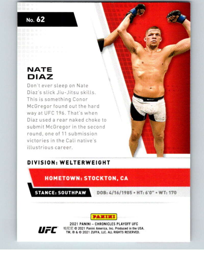 2021 Panini MMA Chronicles  Playoff #62 Nate Diaz    V85458 Image 2