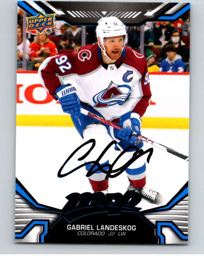 2022-23 UD MVP  Blue Script #59 Gabriel Landeskog  Colorado Avalanche  V86119 Image 1