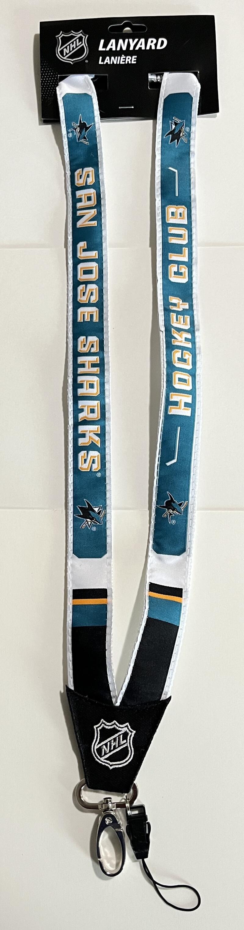 San Jose Sharks Woven Licensed NHL Hockey Lanyard Metal Clasp Image 1