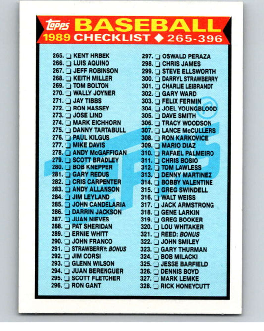 1989 Topps Baseball #378 Checklist 265-396  N/A  Image 1