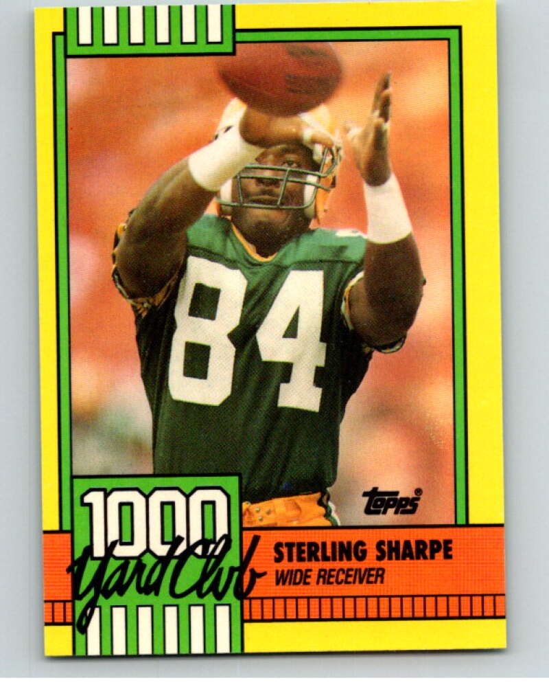 1990 Topps Football 1000 Yard Club (One Asterisk) #4 Sterling Sharpe   Image 1