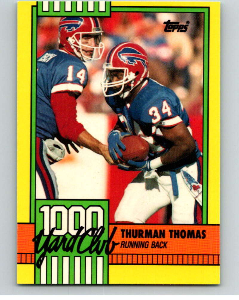 1990 Topps Football 1000 Yard Club (One Asterisk) #11 Thurman Thomas   Image 1