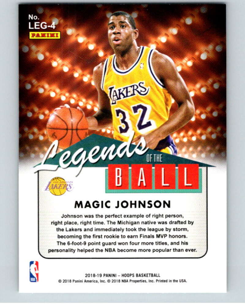 2018-19 Panini Hoops Legends of the Ball #4 Magic Johnson  V86724 Image 2