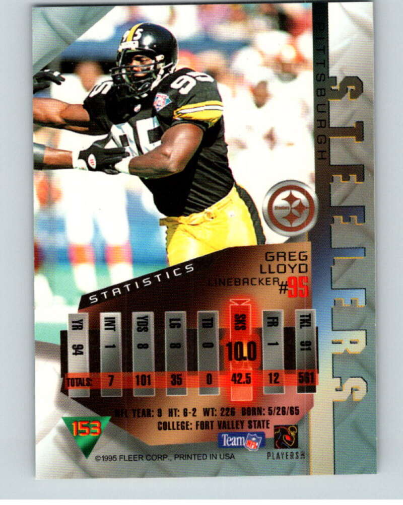 1995 Fleer Metal #153 Greg Lloyd  Pittsburgh Steelers  V89411 Image 2