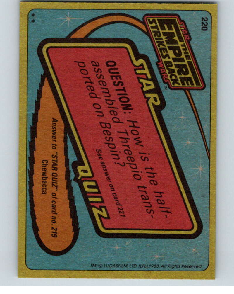 1980 Topps The Empire Strikes Back #220 Bounty Hunter Boba Fett   V91320 Image 2