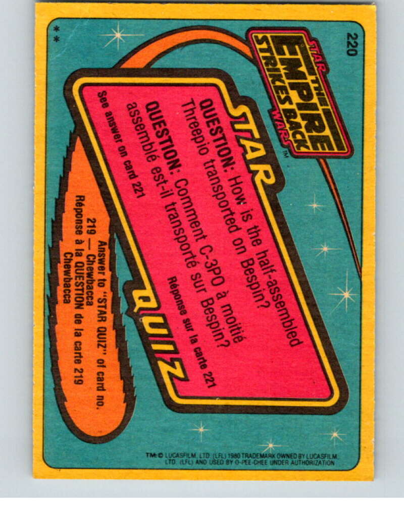1980 OPC The Empire Strikes Back #220 Bounty Hunter Boba Fett   V91522 Image 2