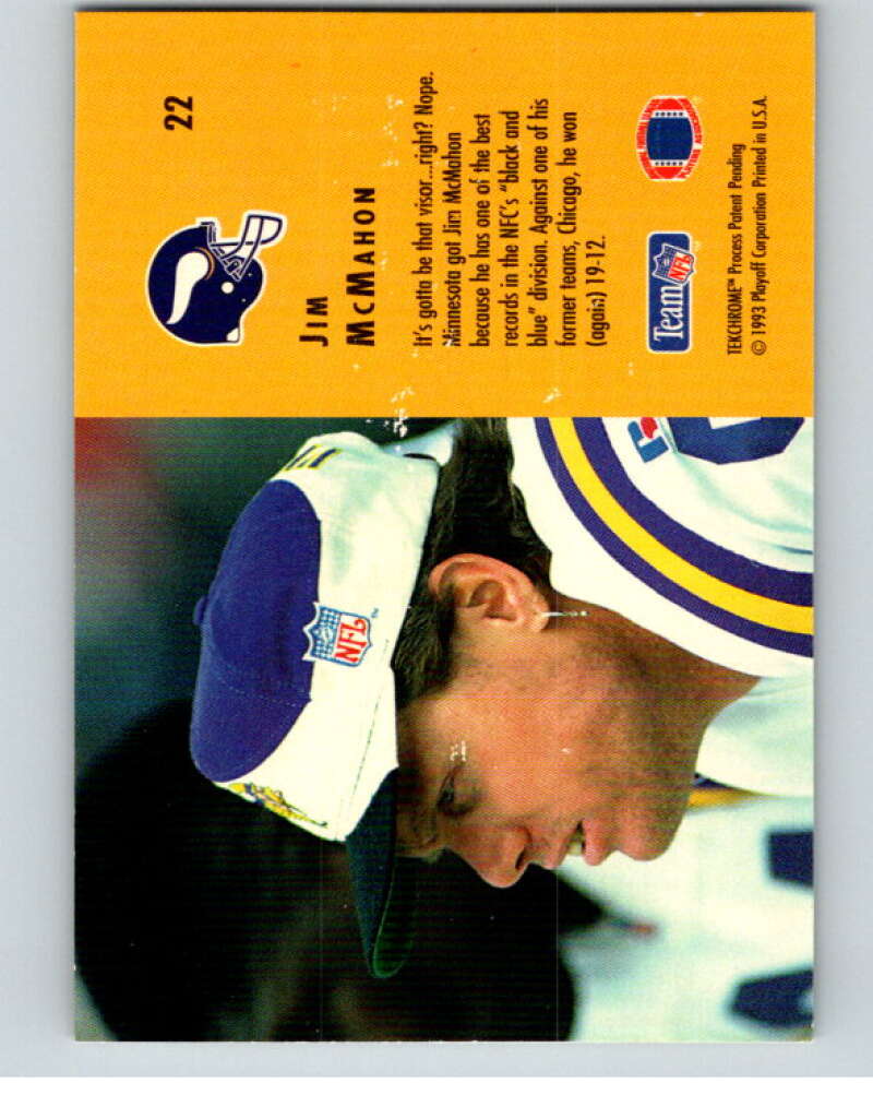 1993 Playoff Contenders #22 Jim McMahon  Minnesota Vikings  V92609 Image 2