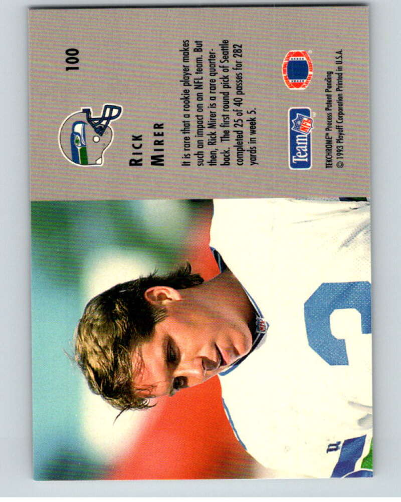 1993 Playoff Contenders #100 Rick Mirer  RC Rookie Seattle Seahawks  V92693 Image 2