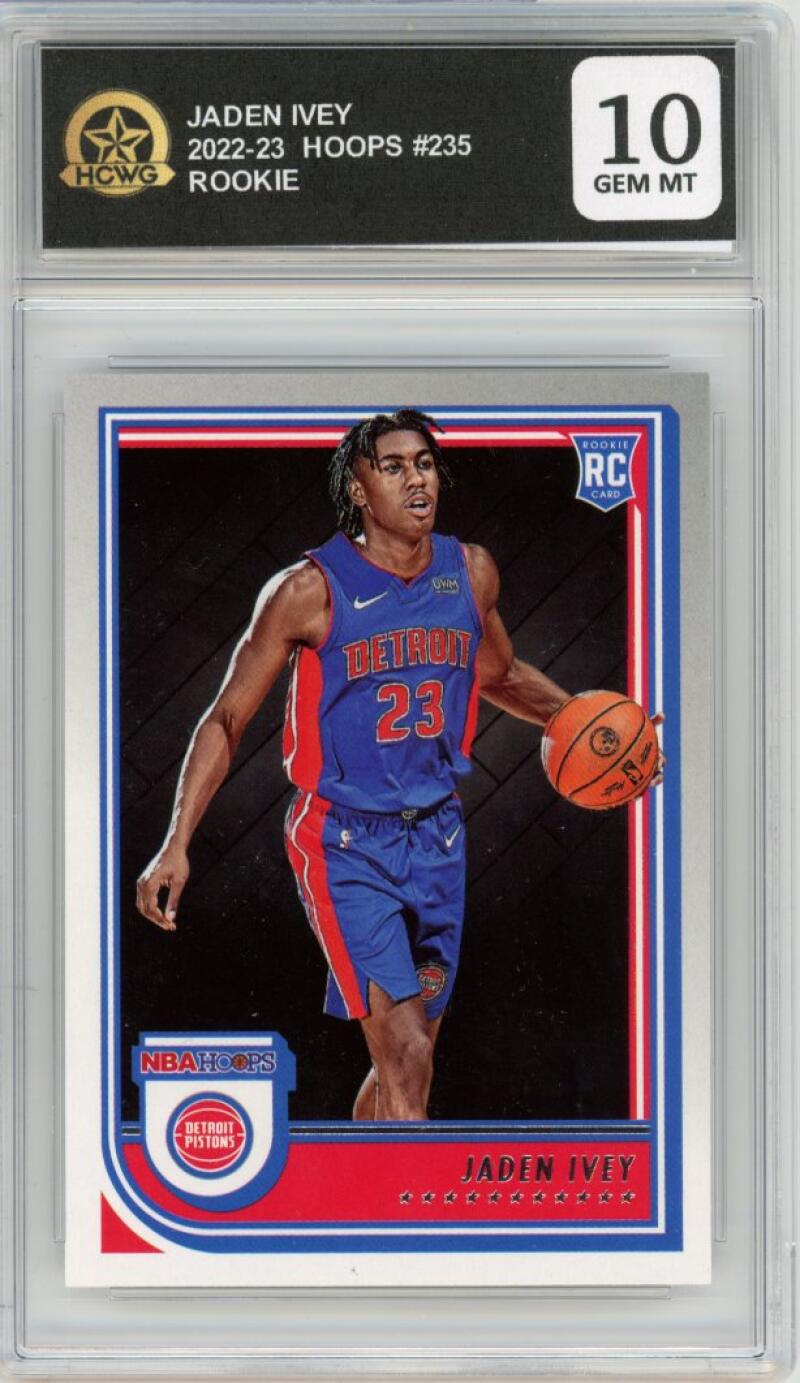 2022-23 Hoops #235 Jaden Ivey Rookie RC Detroit Graded HCWG 10 Image 1