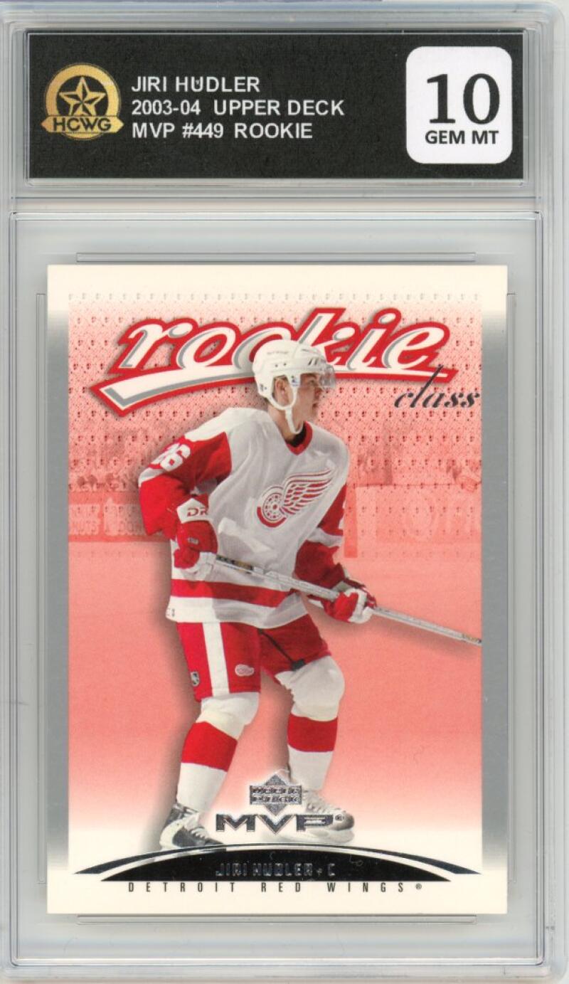 2003-04 Upper Deck MVP #449 Jiri Hudler Rookie RC Detroit Hockey Graded HCWG 10 Image 1