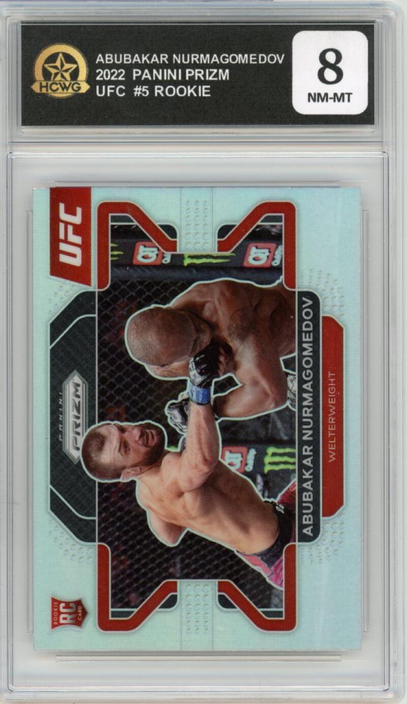 2022 Panini Prizm UFC #5 Abubakar Nurmagomedov Rookie RC Graded HCWG 8 Image 1
