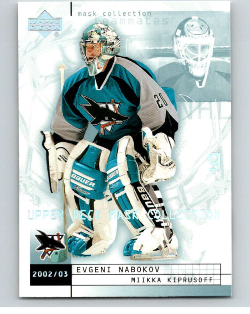 2002-03 UD Mask Collection #72 Evgeni Nabokov/Miikka Kiprusoff   V94947 Image 1