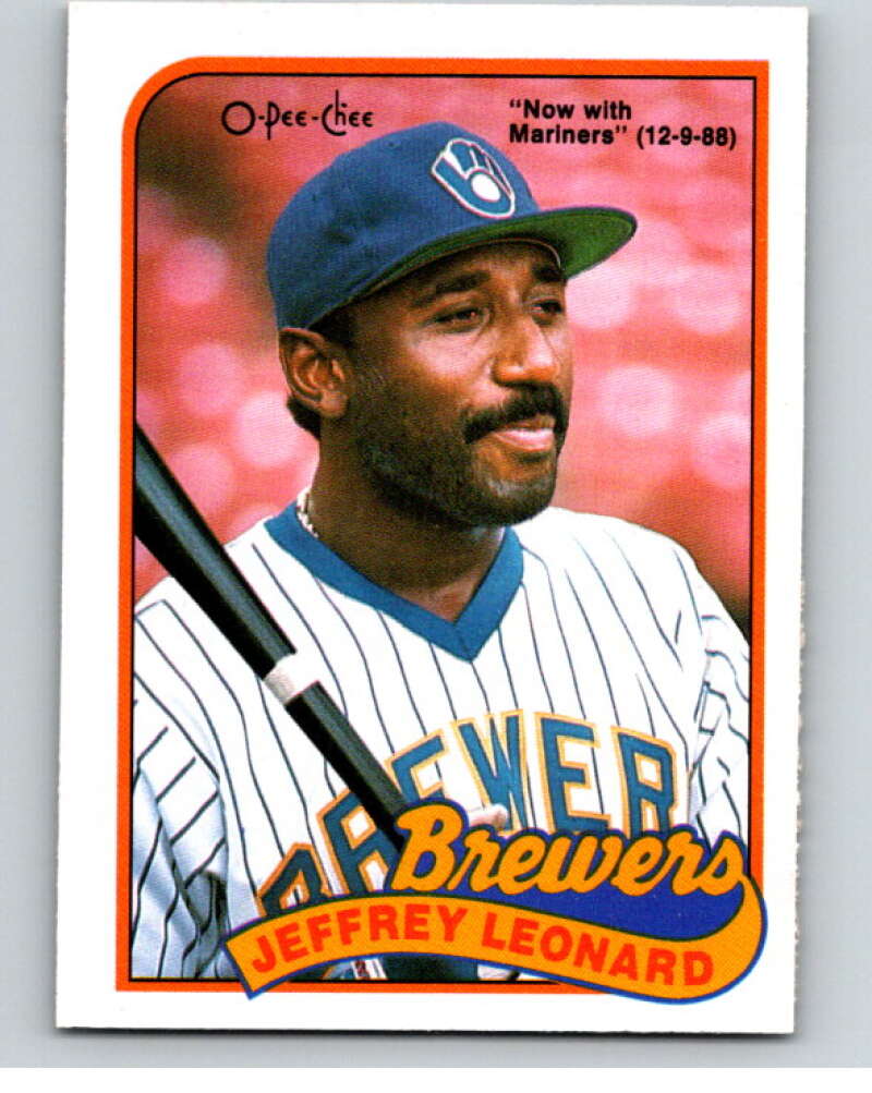 1989 O-Pee-Chee Baseball #160 Jeffrey Leonard Mariners/Brewers  V95666 Image 1