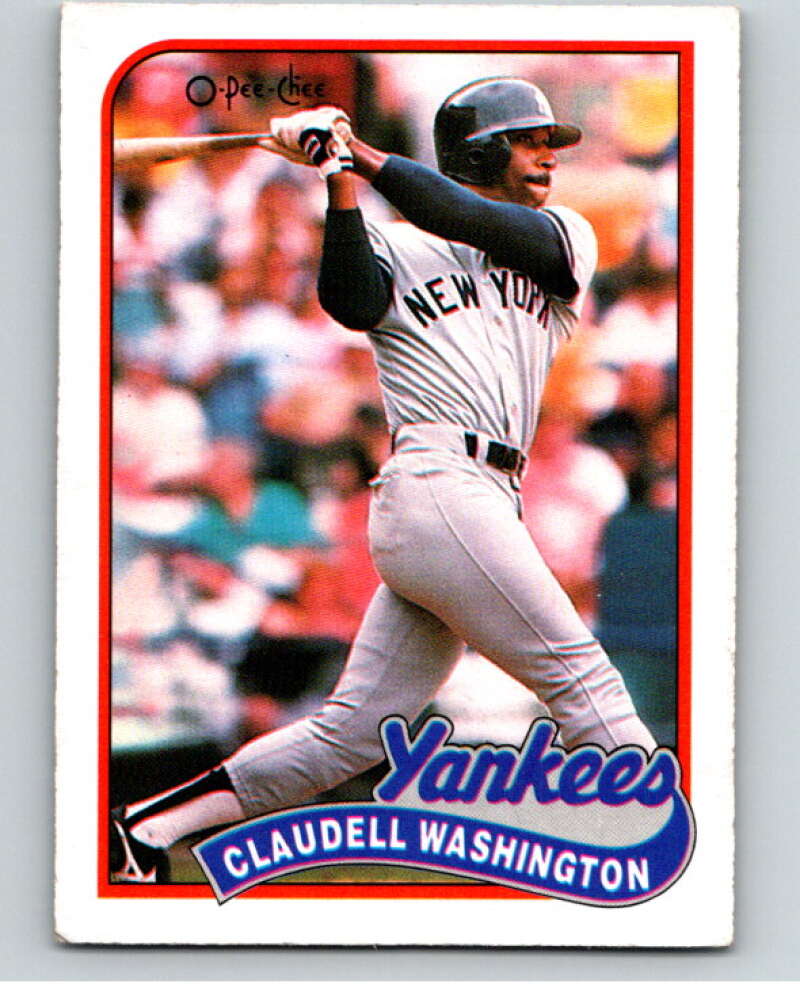 1989 O-Pee-Chee Baseball #185 Claudell Washington  New York Yankees  V95726 Image 1