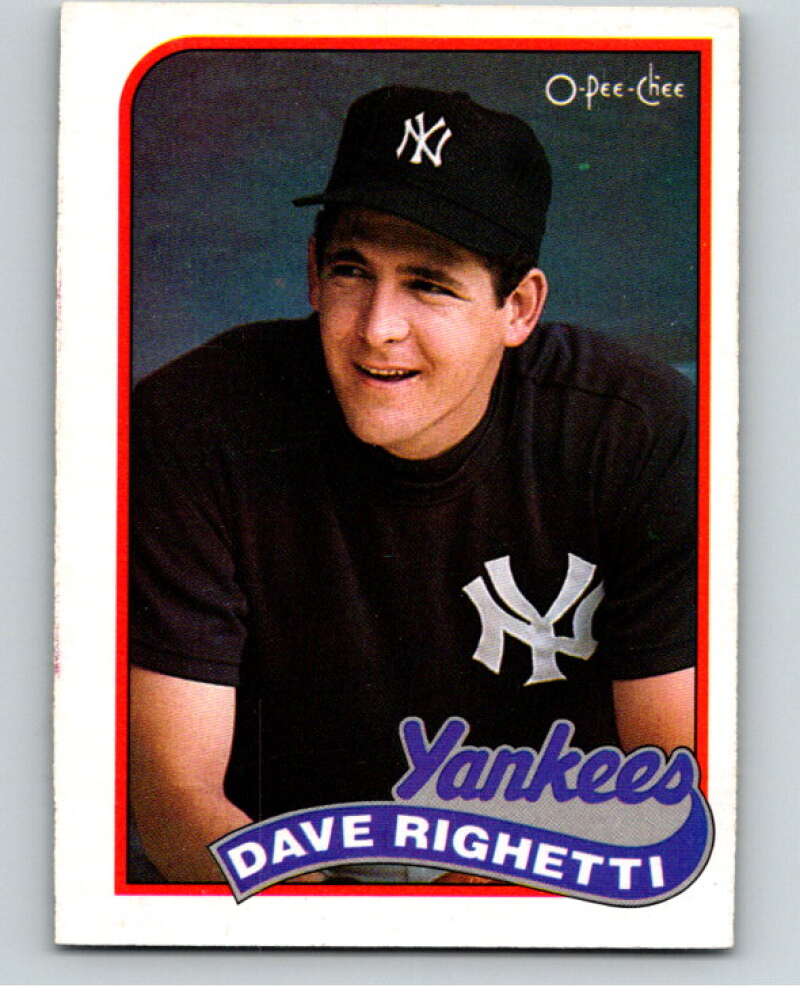 1989 O-Pee-Chee Baseball #335 Dave Righetti  New York Yankees  V96094 Image 1
