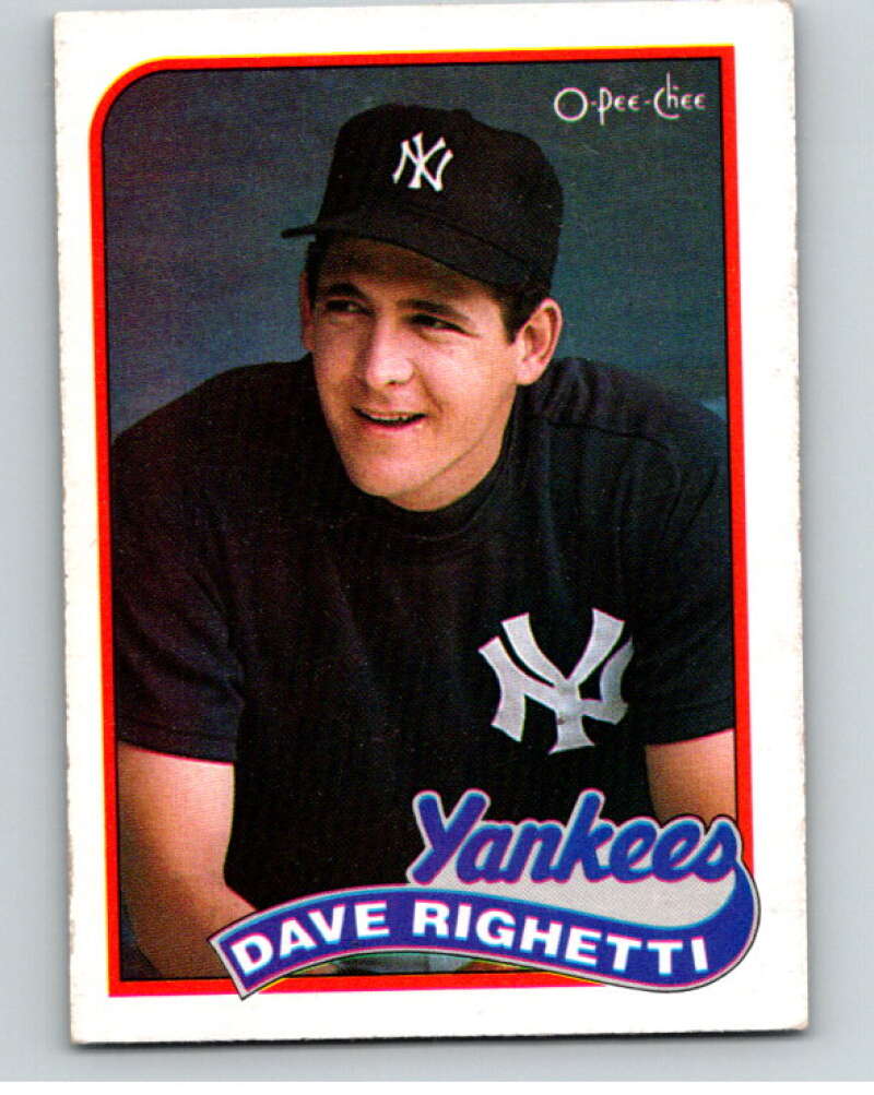1989 O-Pee-Chee Baseball #335 Dave Righetti  New York Yankees  V96096 Image 1