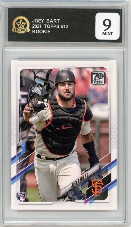 2021 Topps #12 Joey Bart Rookie RC Giants Graded Mint HCWG 9 Image 1