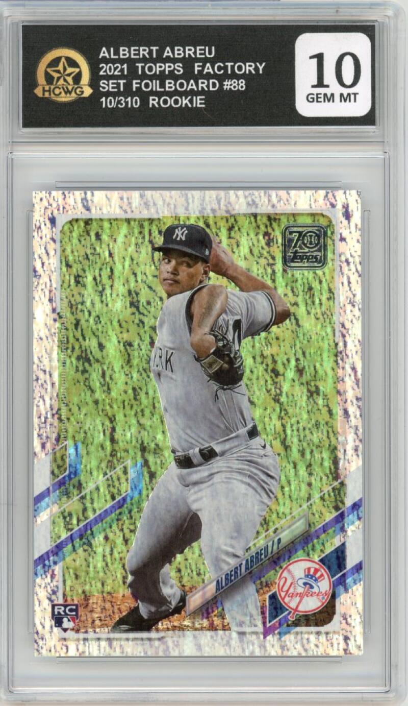 2021 Topps Set Foilboard #88 Albert Abreu Rookie RC Yankees Graded Mint HCWG 10 Image 1