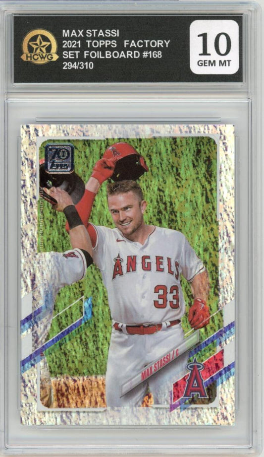 2021 Topps Set Foilboard #168 Max Stassi 294/310 Angels Graded Gem-Mint HCWG 10 Image 1