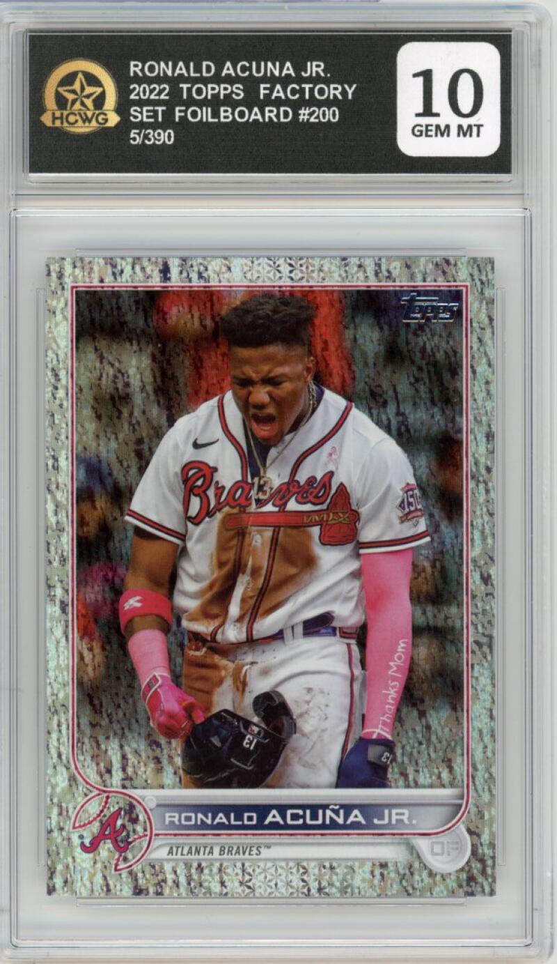 2022 Topps Set Foilboard #200 Ronald Acuna Jr. 5/390 Graded Gem-Mint HCWG 10 Image 1