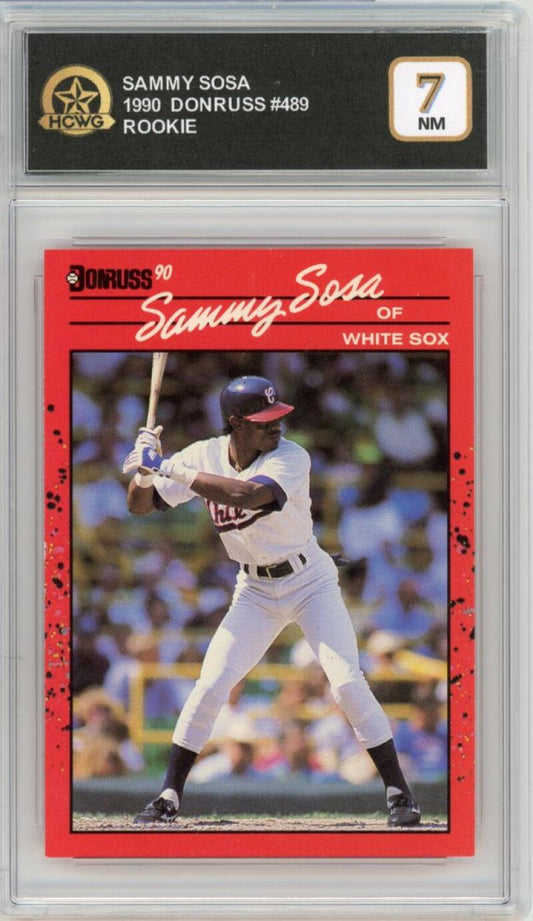 1990 Donruss Baseball #489 Sammy Sosa Rookie RC Graded NM HCWG 7 Image 1