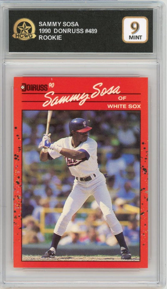 1990 Donruss Baseball #489 Sammy Sosa Rookie RC Graded Mint HCWG 9 Image 1