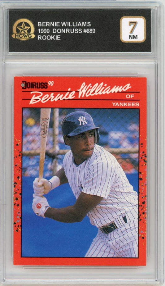 1990 Donruss Baseball #689 Bernie Williams Rookie RC Graded NM HCWG 7 Image 1