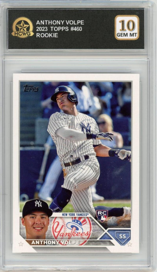 2023 Topps #460 Anthony Volpe Rookie RC Yankees Graded Gem-Mint HCWG 10 Image 1