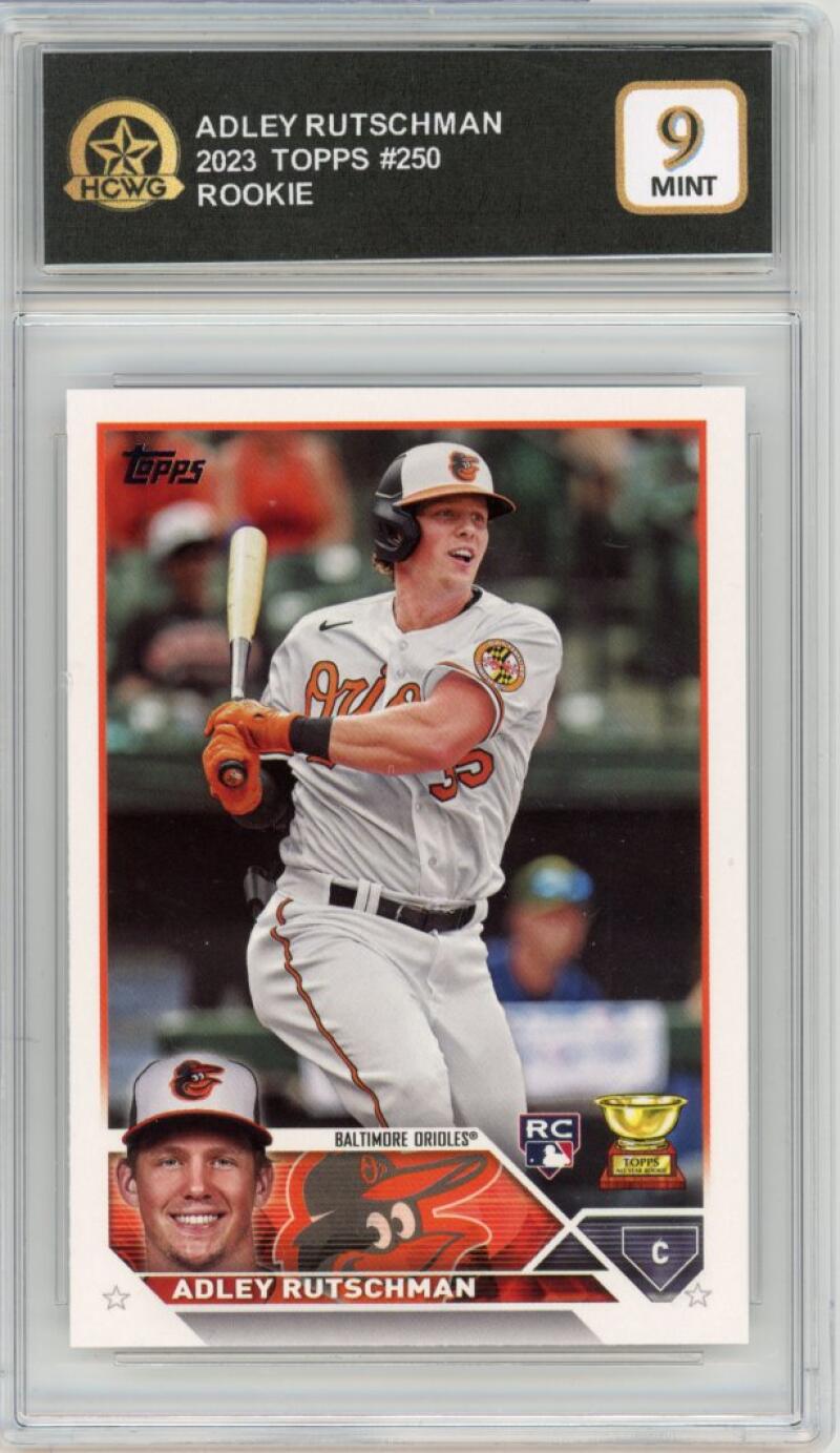 2023 Topps #250 Adley Rutschman Rookie RC Orioles Graded Mint HCWG 9 Image 1