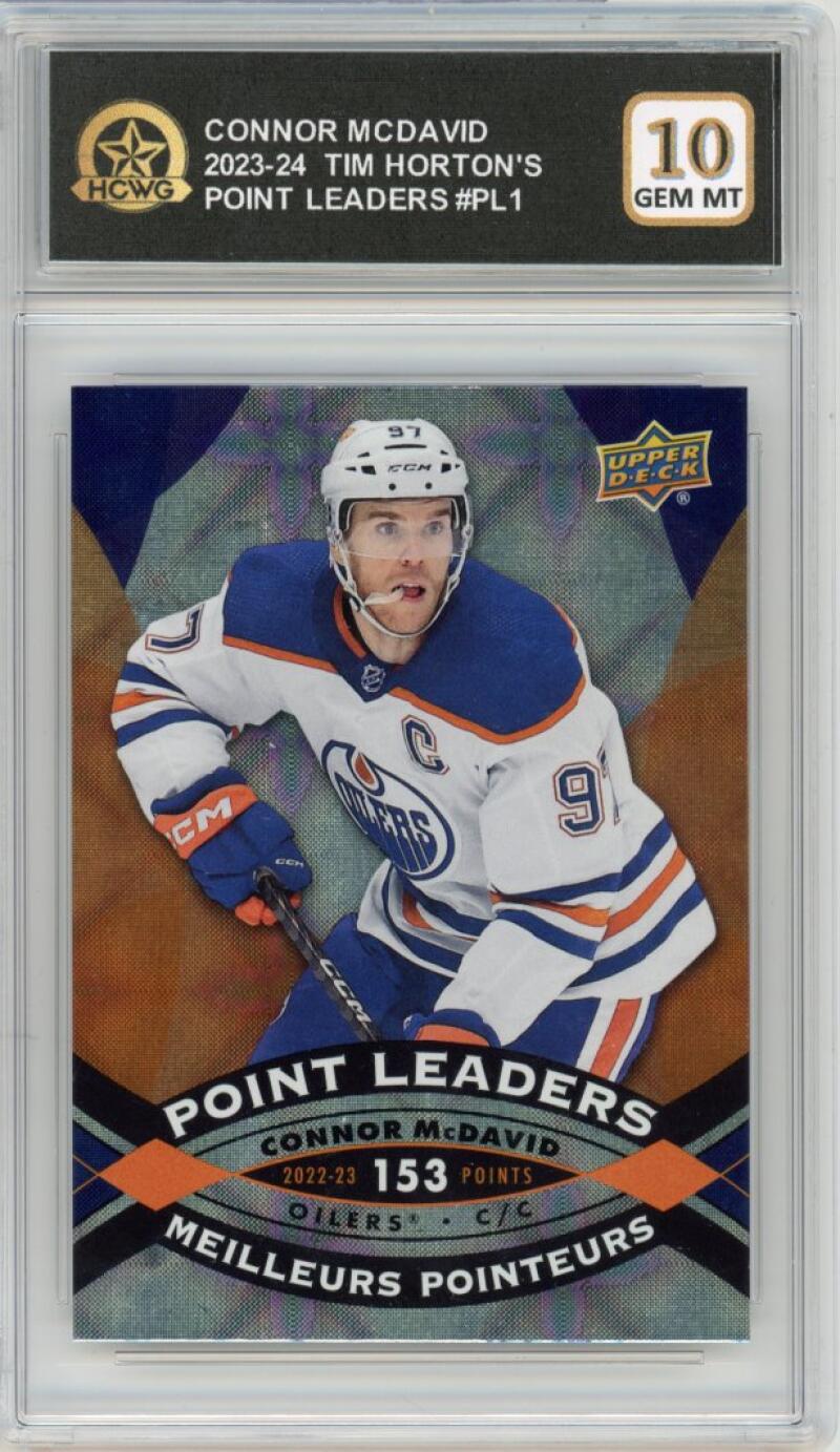 2023-24 UD Tim Hortons Point Leaders #PL1 Connor McDavid Hockey Graded HCWG 10 Image 1